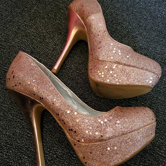 Qupid Shoes - Sequin Pink Stiletto Qupid Shoes - Sequin Pink Stiletto